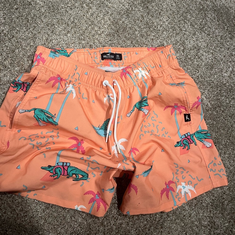Hollister Coral Swim Shorts with Tropical Design